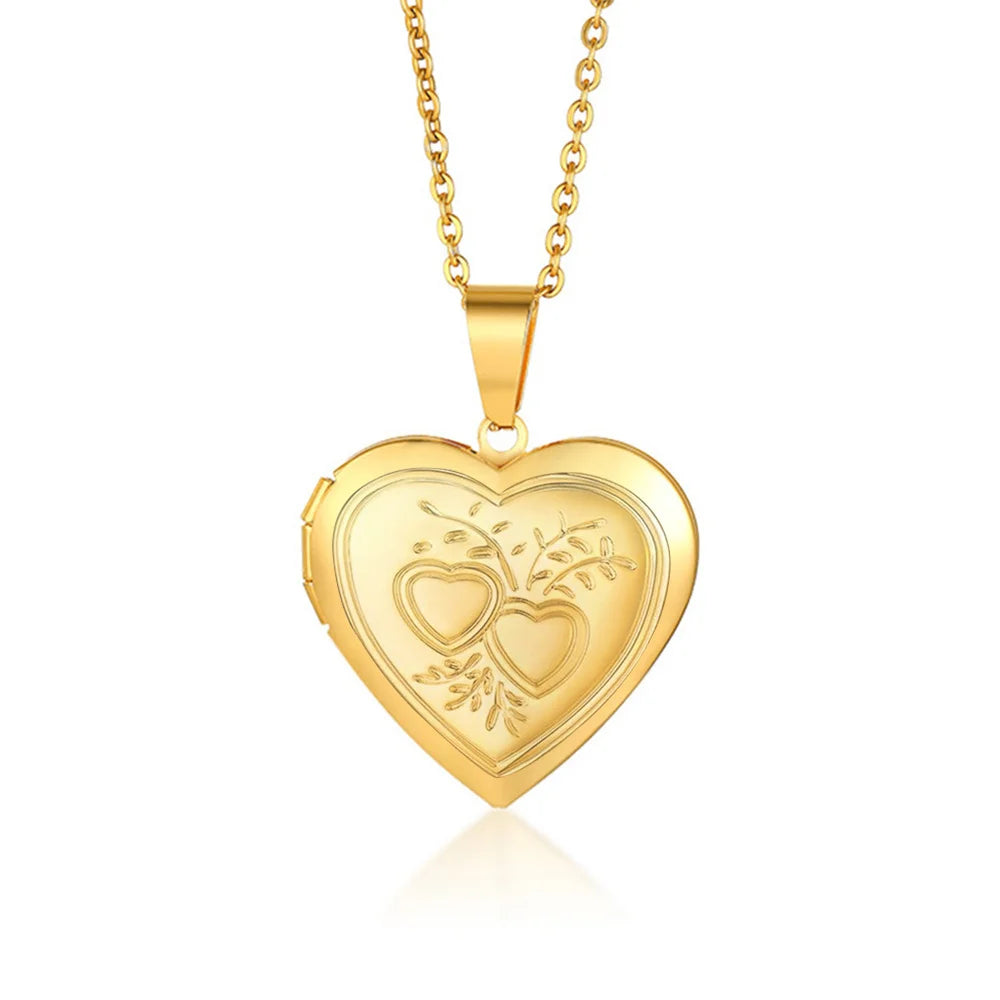 Romantic Heart Locket Pendants Female Gold Silver Color Stainless Steel Memorial Necklace For Women Jewelry Valentine Gift