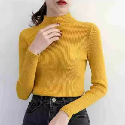 Women's Mock Neck Knit Sweater Pullover Acrylic Cotton Regular Fit