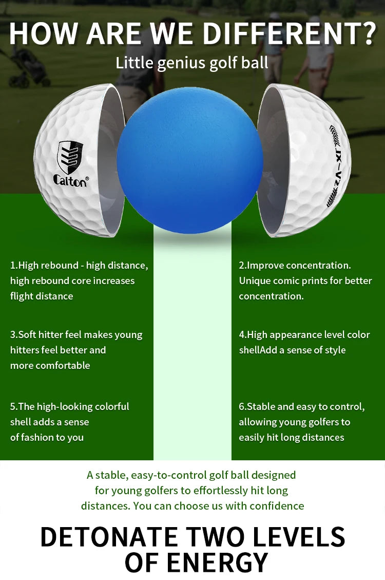 Caiton - Ultra-long distance golf ball, double core, aerodynamic design, flight increased by 40 yards +, 12/6/3pcs（opt）