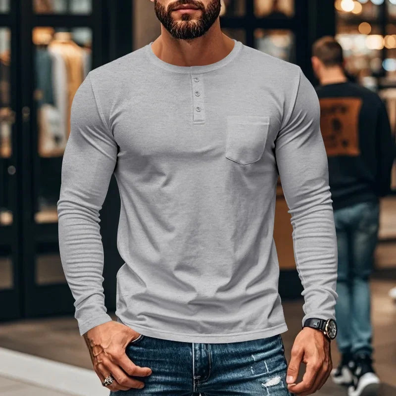 Men's Slim Fit Crew Neck Long Sleeve T-Shirt 2025 Autumn Winter Breathable Casual Bottom Shirt Top