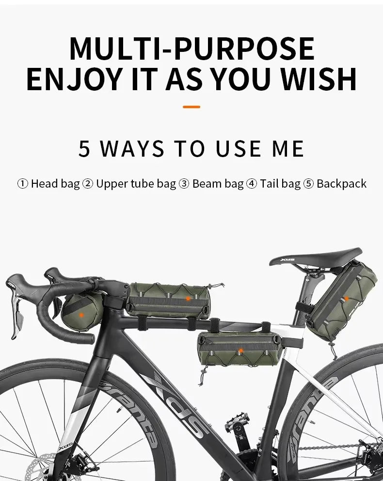 Waterproof Road Bicycle Handlebar Bag Multifunctional MTB Front Tube Bag Portable Frame Pannier Outdoor Shoulder bag