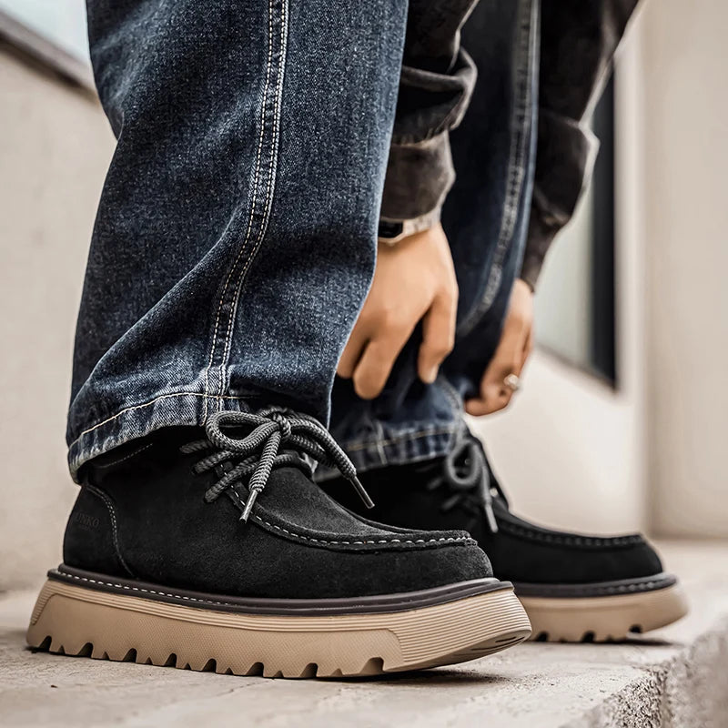 Mens Suede Leather Lace Up Ankle Boots Casual Retro Style