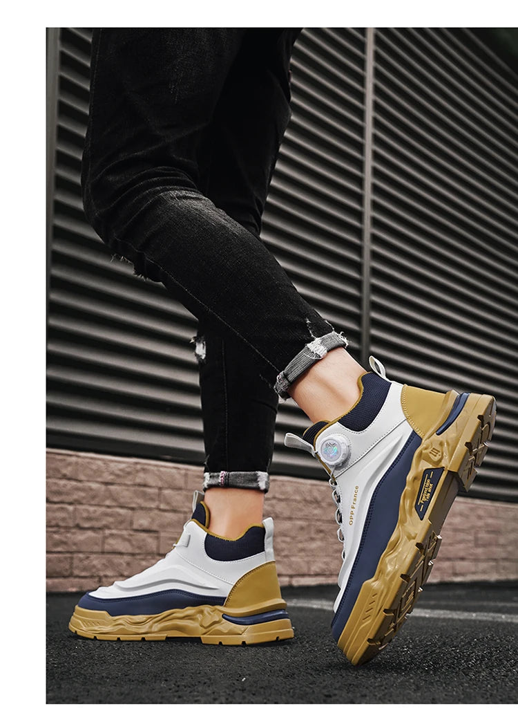 Mens Mesh Breathable Thick Sole Casual Shoes Lace Up