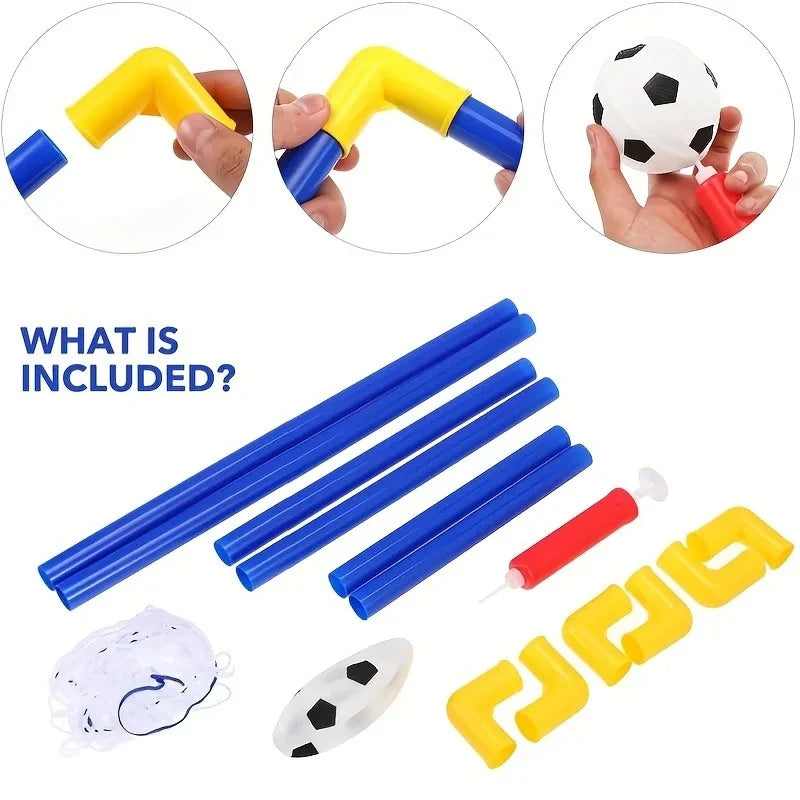 Indoor mini folding football soccer ball goal post net set pump kids sport outdoor home game toy child birthday gift plastic