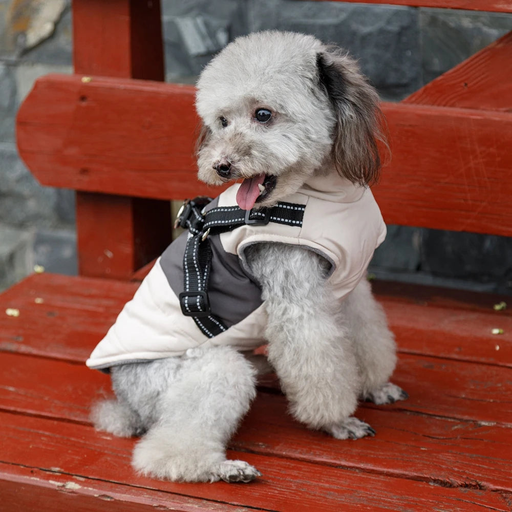 Dog Windbreaker Vest Warm Dog Clothes with Leash Attachment