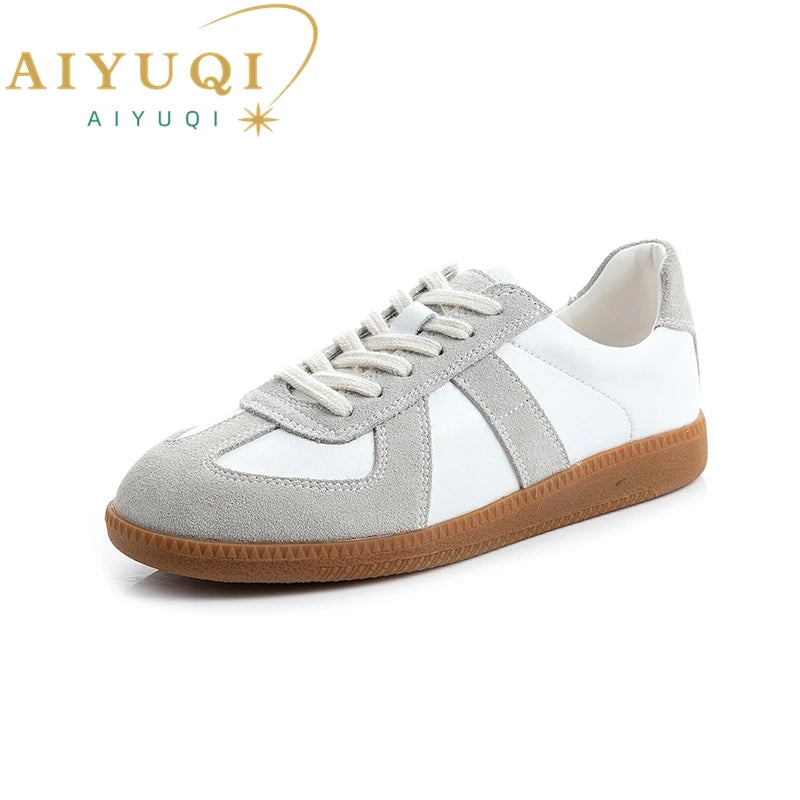 AIYUQI Women's Sneakers 2025 New Genuine Leather Ladies Moral Training Shoes Casual Spring Flat Shoes Women