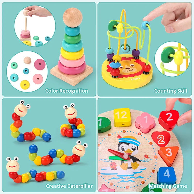 Montessori Baby Toys Kids 3D Wooden Puzzles Early Learning Baby Games Toys Educational Wooden Toys For Children Birthday Gifts