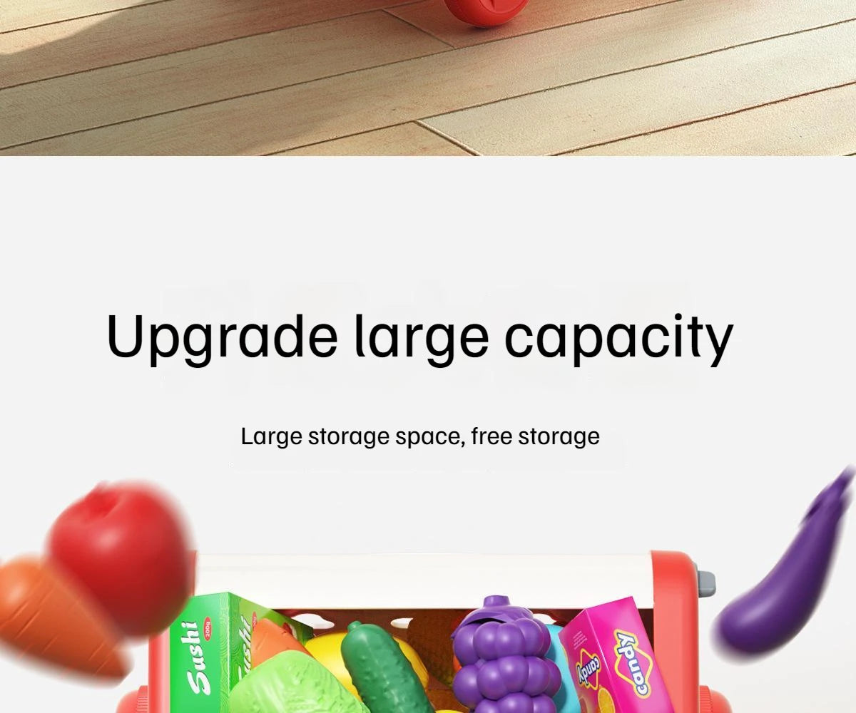 Shopping cart toy baby small trolley children play house fruit cut music kitchen supermarket men and girls Early Education toys