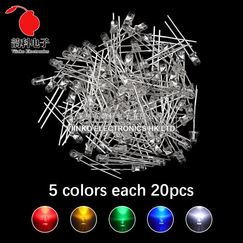 3MM 5MM Light Emitting Diodes Electronics Kit Box F3 F5 LED Diode Assorted Kit White Green Red Blue Yellow Orange