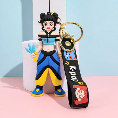 Tiger Keychain Gold Color, Silicone And Zinc Alloy, Lobster Clasp