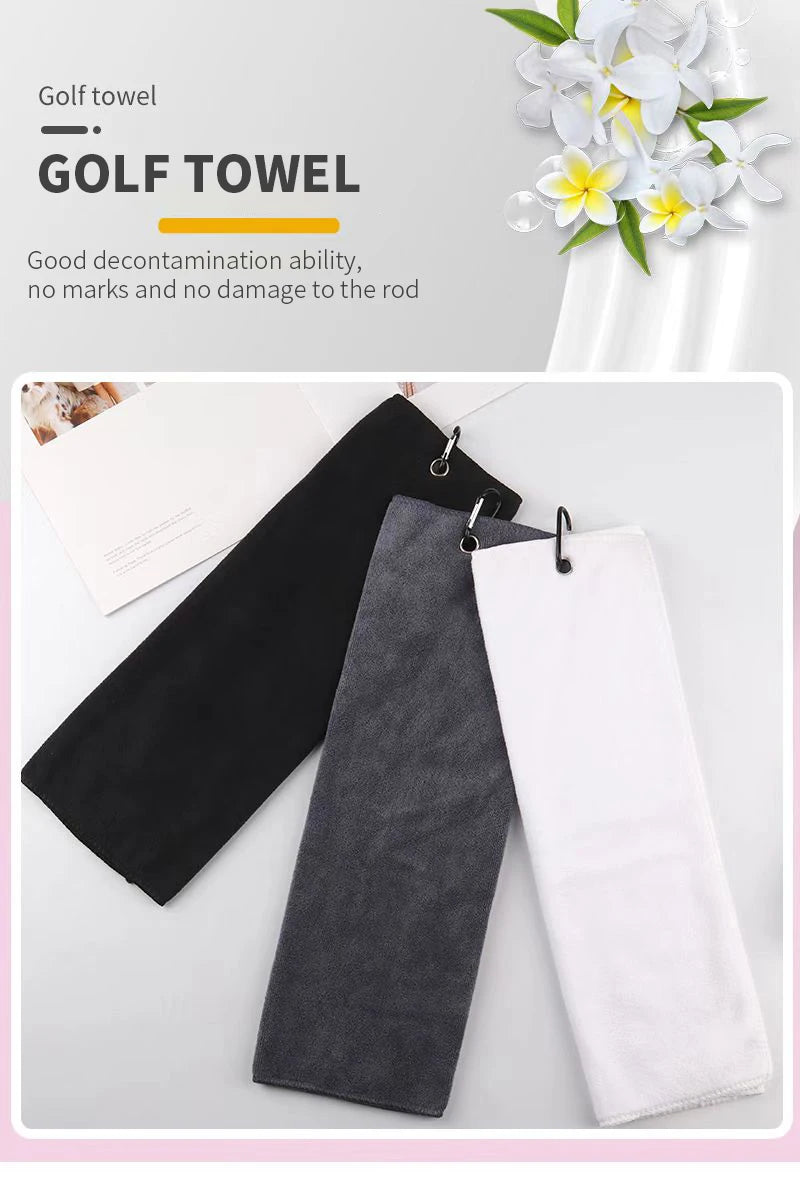 Microfiber Golf Towel 40X40cm Golf Towel Hook and Loop Fastener The Convenient Golf Cleaning Towel Black Grey Blue White New