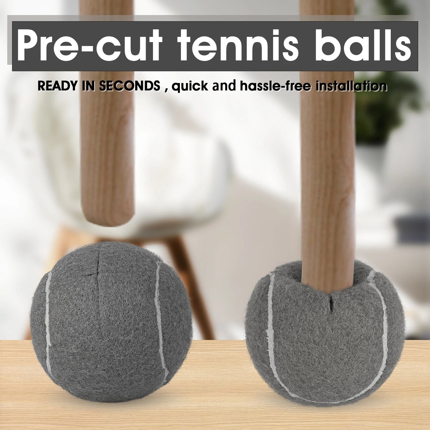 Pre-Cut Tennis Balls Fits Most Walkers and Chairs, Stay Secure Walker Tennis Balls for Reducing Noise, 4Pcs, 8Pcs