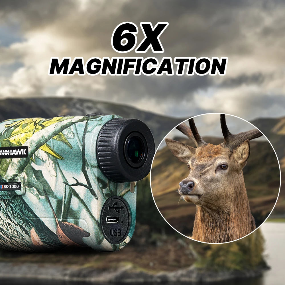 Nohawk Hunting Rangefinder 1000M Multifunctional Range Finder with USB-C Charging Monoculars Telescope for Hunting and Golfing