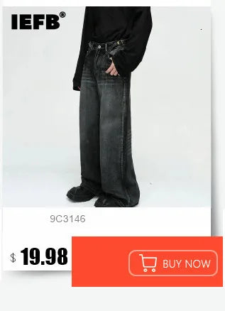 Men's Denim Pants Wide Leg Loose Jeans Vintage Wash Casual Straight