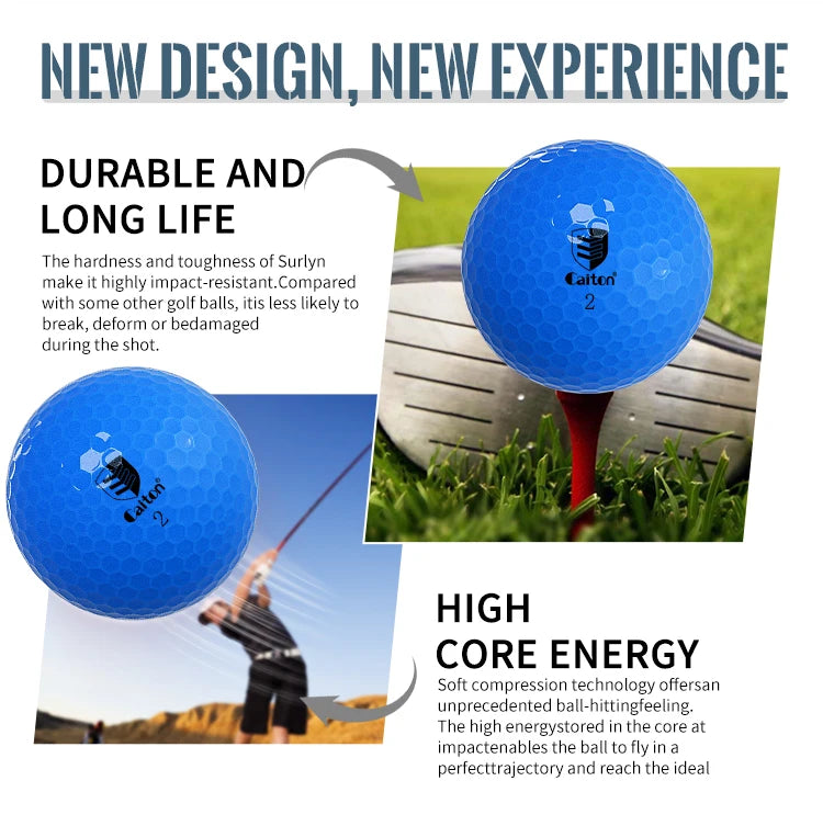 Caiton Blue Golf Balls – 6pcs or 3pcs, Dual-Layer Crystal Finish, Soft Feel, High Visibility, Great Control for Practice & Play