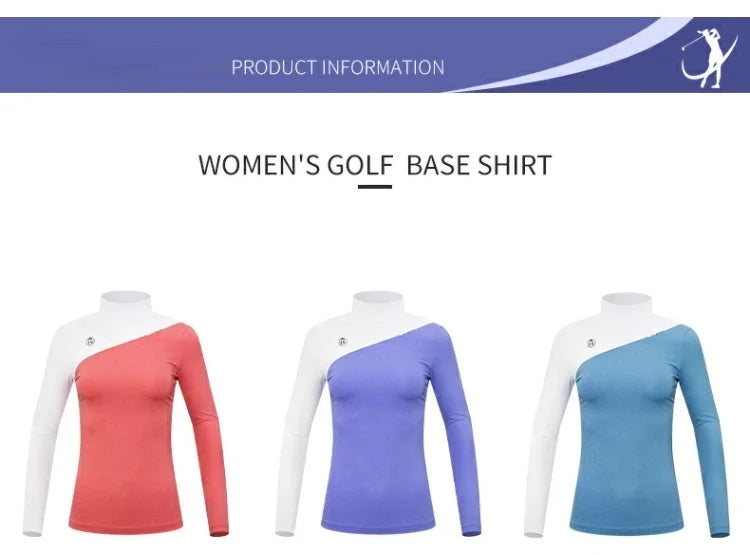 PGM Golf Clothing Ladies Long Sleeve Bottoming Shirts for Women Warm Slim Fit Golf Shirts Female Patchwork Stretch Sports Tops