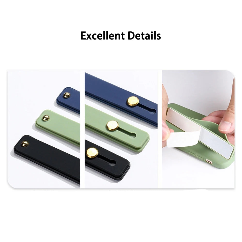 Wrist Band Hand Band Finger Grip Mobile Phone Holder Stand Push Pull Universal Plain Color Phone Socket Holder for iPhone Xiaomi