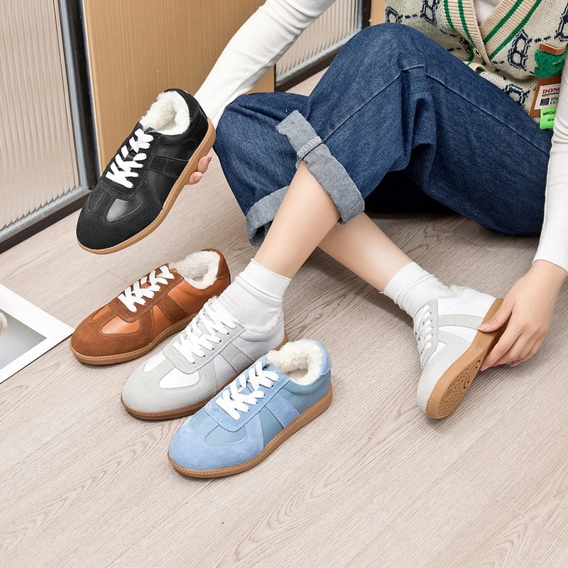 AIYUQI Women's Sneakers 2025 New Genuine Leather Ladies Moral Training Shoes Casual Spring Flat Shoes Women