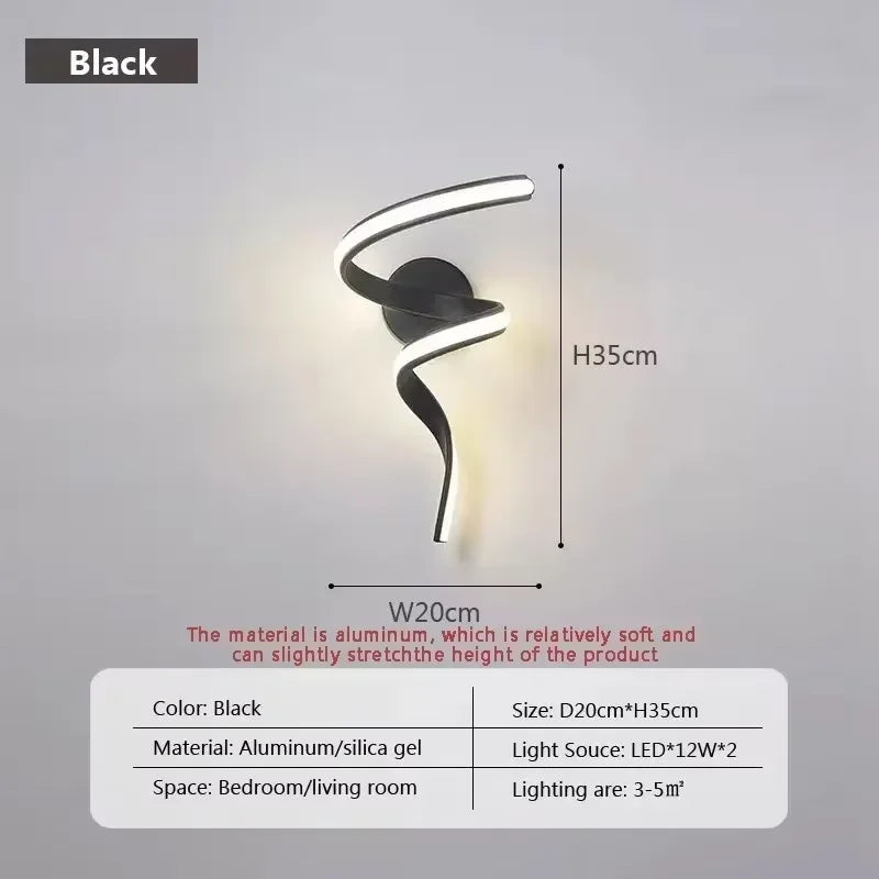 LED Luxury Wall Lamp – Black/White/Gold Decorative Light for Bedroom & Living Room