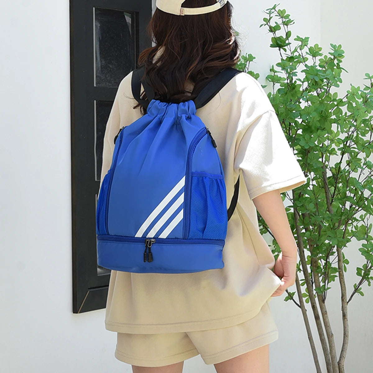 Sport Backpack Wet Dry Separation Compartment Ventilated Shoe Storage Oxford Drawstring Adjustable Straps Basketball Campus