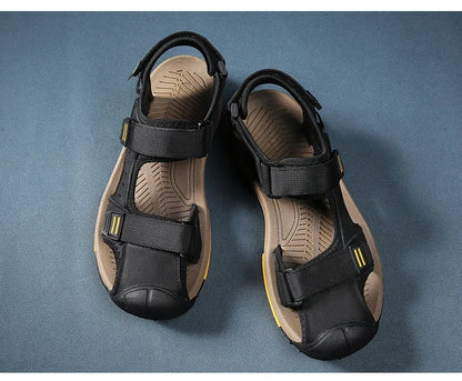 Men Sandals Genuine Leather Large Size Non Slip Waterproof Beach Shoes Outdoor