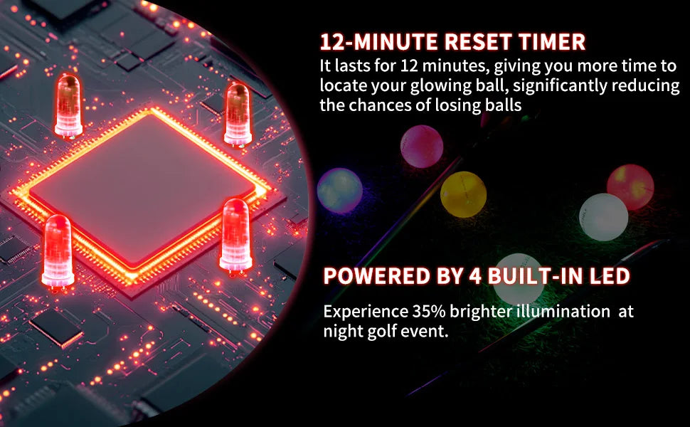 Crestgolf LED Golf Balls for Night Glow in The Dark Golf Ball with 4 Light Super Bright Six Colors Best Golf Gift for Golfers