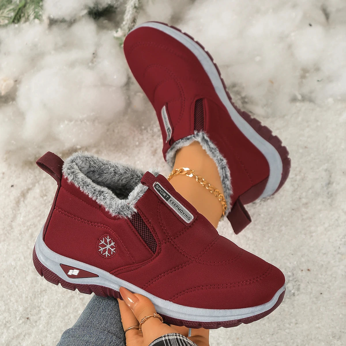 Women's shoes, casual shoes, fleece, thickened, warm, soft-soled, anti-slip and comfortable snow boots