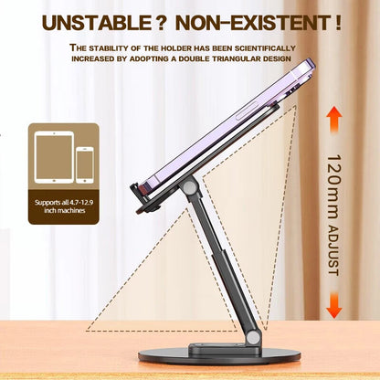 360 Degree Rotatable Metal Desk Phone and Tablet Holder Stand Universal