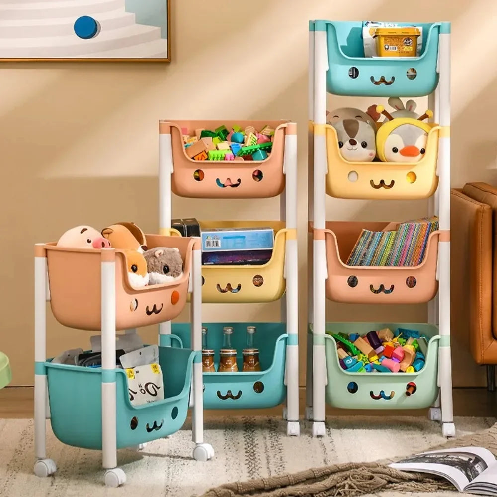 Macaron Storage Handcart Snack Storage Rack Movable Household Large Capacity Wheeled Kitchen Rolling Rack Children Storage Rack
