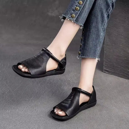 Open-Toe Flat Sandals For Women With Cross Straps And Adjustable Ankle Strap