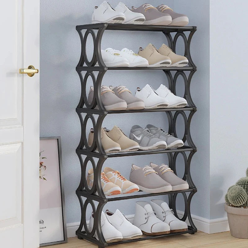 4-6 Tier Metal Shoe Rack Shoe Storage Organizer, Freestanding Durable Narrow Shoe Rack, Vertical Slim Shoe Tower, Multifunctional Heavy-Duty Storage Unit Shoe Rack, Entryway Shoe Rack Space-Saving Shoe Rack, Suitable for Clos