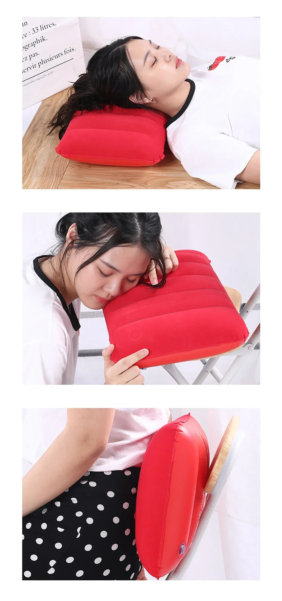 47x30cm Air Cushion Pillows Outdoor Camping Sleep Cushion Folding Square lnflatable Pillows Travel Backrest Plane Head Rest Big