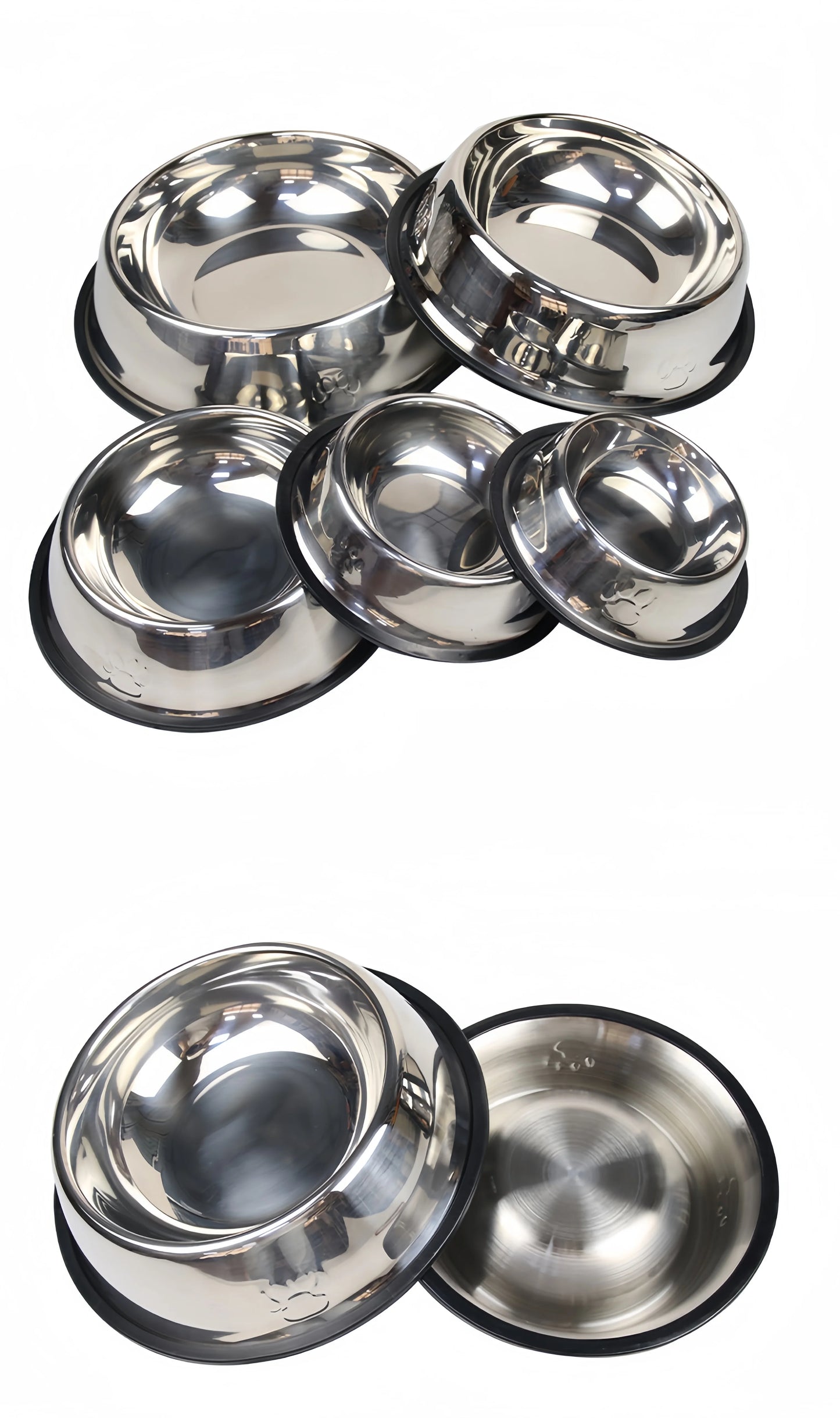Pet Dog Cat Stainless Steel Bowl Pet Feeding Bowl Cat and Dog Drinking Bowl Metal Feeder Bowl Durable Easy To Clean 6 Sizes