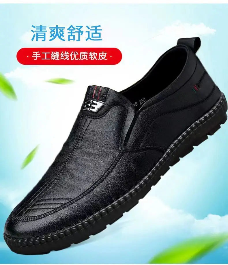 Men PU Leather Loafers Slip-On Non-Slip Breathable Casual Shoes
