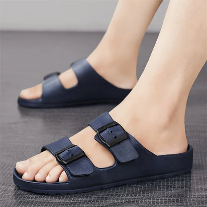 Men's Slippers With Buckle, Flat Heel, One Size, EVA