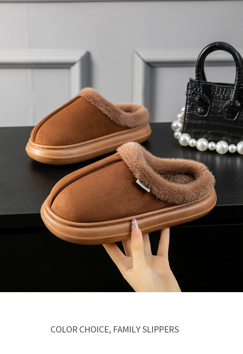 Autumn And Winter Men's Cotton Slippers Plush Warm Thick Home Wear Non-slip Wear-resistant Soft Bottom Comfortable Warm Shoes
