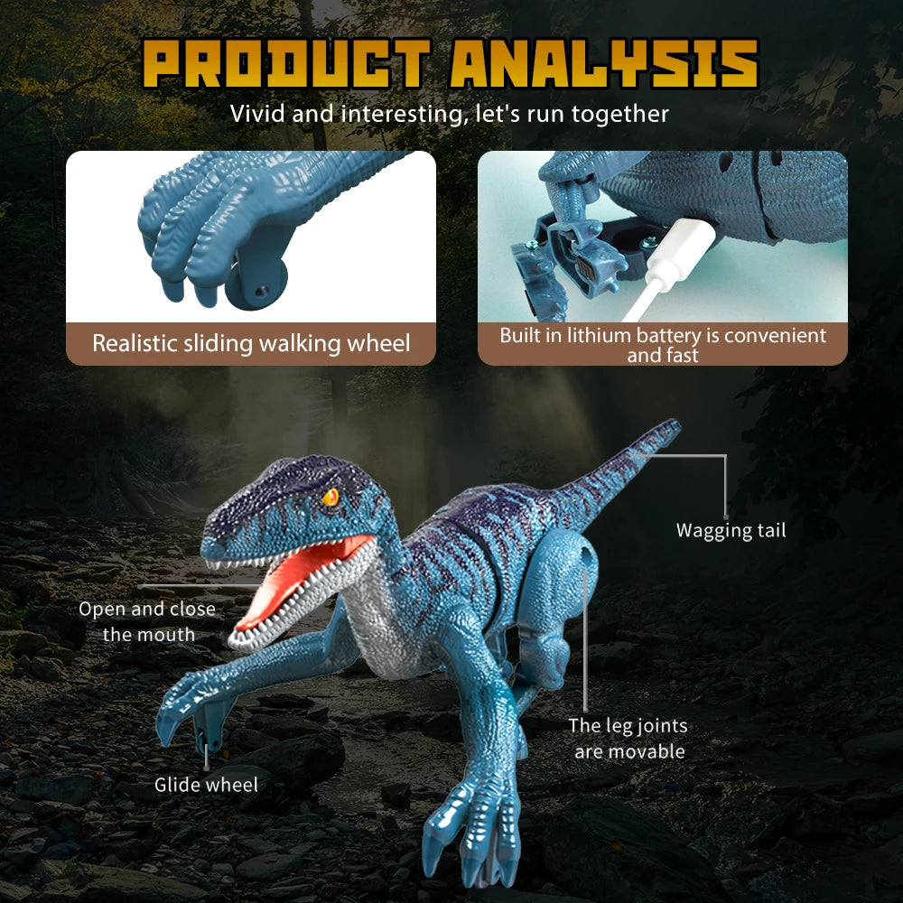 2.4GHz Remote Control Dinosaur Robot Walking And Roaring Mini Dinosaur Light And Sound Ideal Children's Birthday Christmas Gift