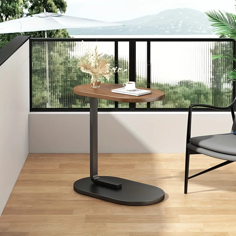 Modern Light Luxury Compact Coffee Table – C-shaped Portable Side Table for Living Room Sofa