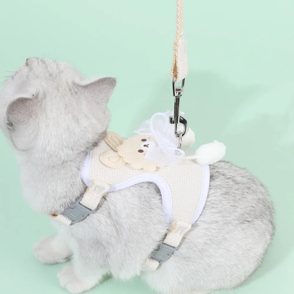 Adjustable Cat Dog Harness with Lead Leash Small Dogs Walking Puppy Dogs Collar Polyester Pet Accessories Chest