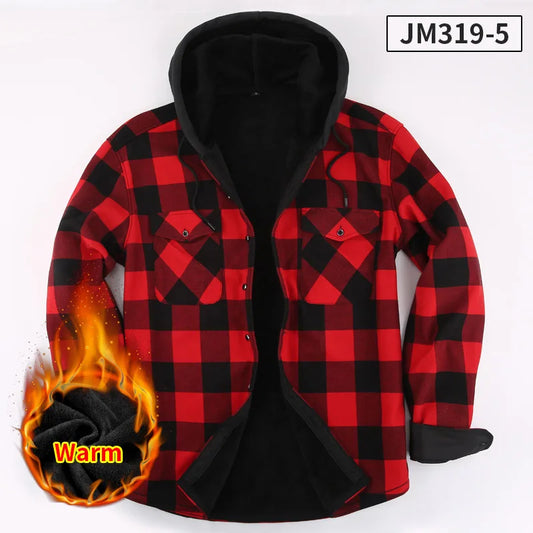 American size men's shirt long sleeve autumn winter warm plus fleece thickened plaid large size fashion free iron