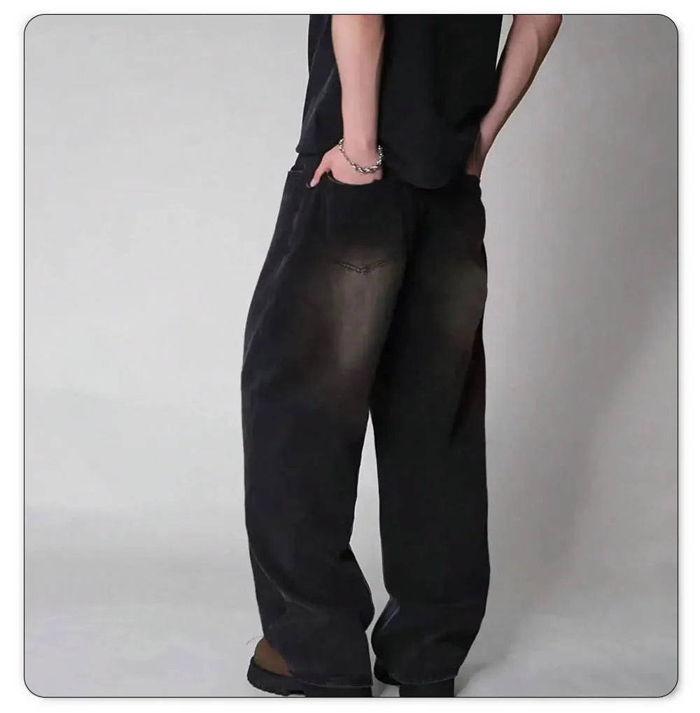 Four-Season Casual Jeans, Loose Wide-Leg Straight Fit