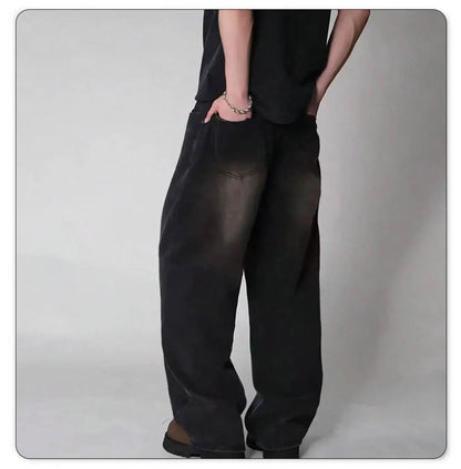 Four-Season Casual Jeans, Loose Wide-Leg Straight Fit