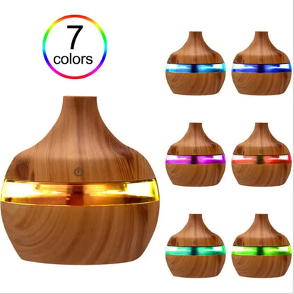 Ultrasonic Humidifier Aroma Diffuser Wood 300ml Home Use