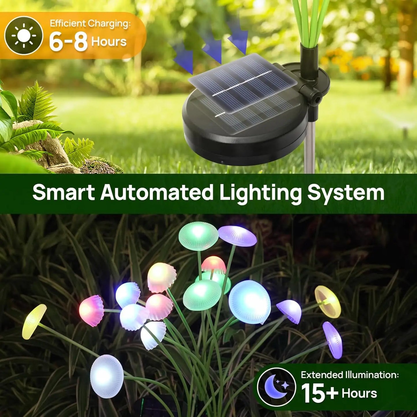 Solar Garden LED Mushroom Lights – Dual Mode, Waterproof Patio & Yard Pathway Decor
