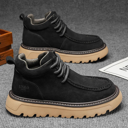 Mens Suede Leather Lace Up Ankle Boots Casual Retro Style