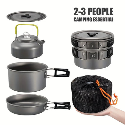 Camping Cookware Set Aluminum Nonstick Pots And Pans Portable