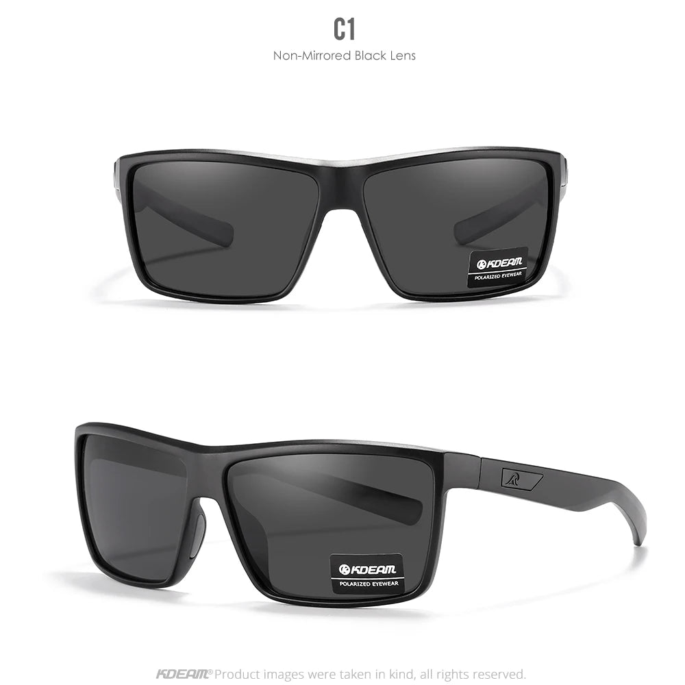 KDEAM Scratch Resistance Sunglasses Men Polarized 100% UV Protection Sun Glasses Integral Spring Hinges And Curved Temples KD029