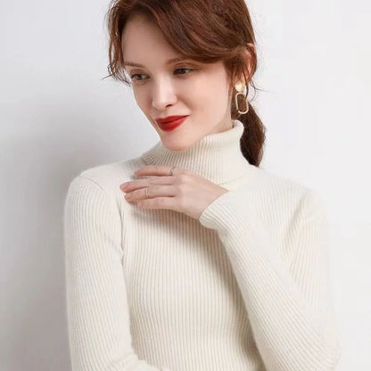 Sweater For Women Knitted Ribbed Turtleneck Long Sleeve Pullover