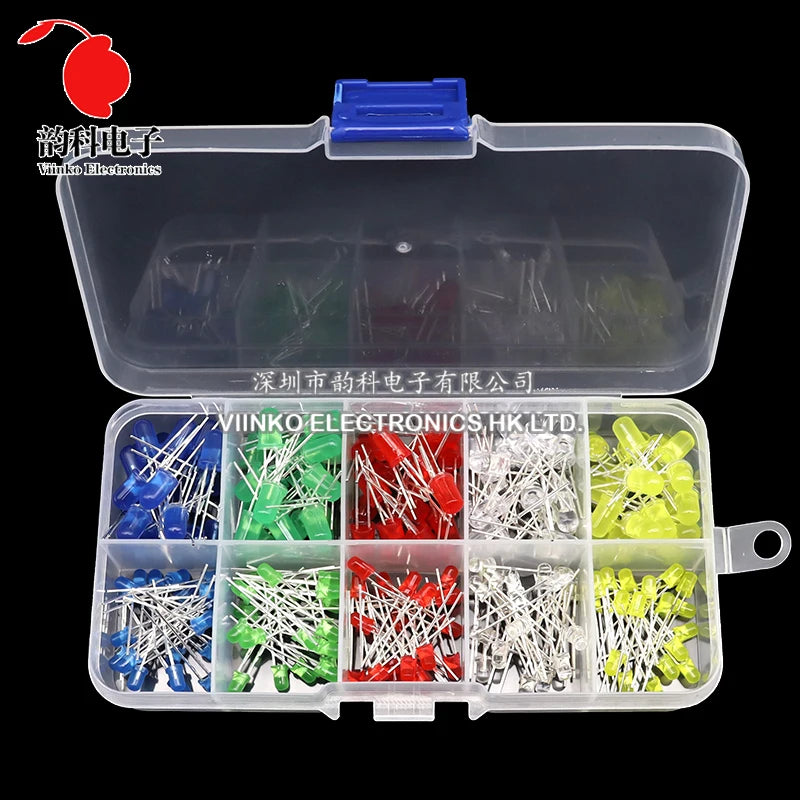 3MM 5MM Light Emitting Diodes Electronics Kit Box F3 F5 LED Diode Assorted Kit White Green Red Blue Yellow Orange