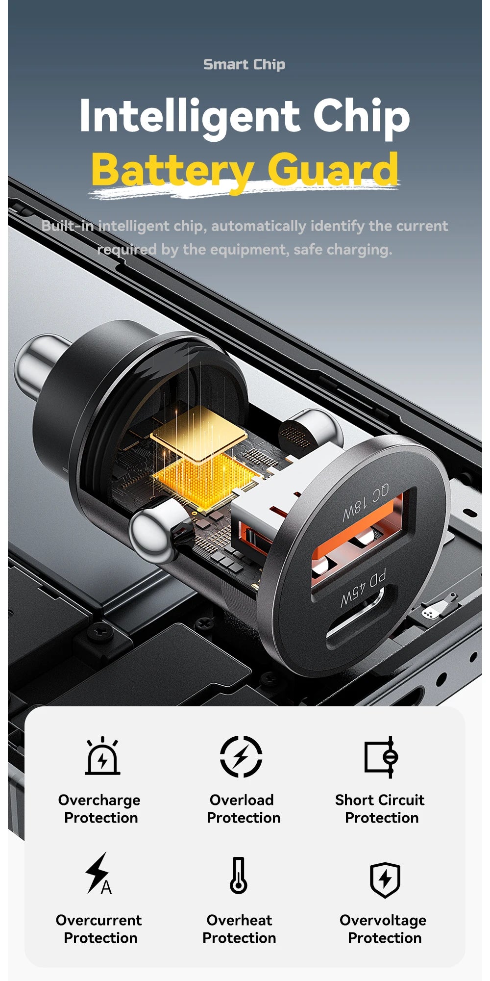 Essager 45W Mini USB Car Charger QC 3.0 PD 3.0 SCP AFC USB Type C Car Mobile Phone Charger For iPhone Huawei Samsung Xiaomi iPad